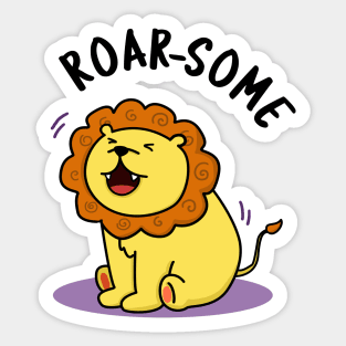 Roar-some Cute Lion Pun Sticker